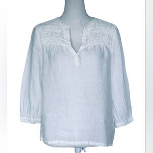 Joie 100% Linen V-Neck Pintuck Detail Blouse size L